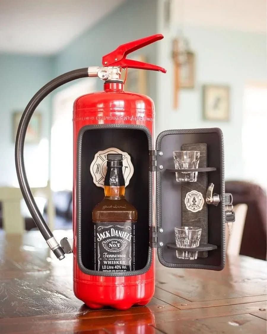 BowLift | Hidden minibar in fire extinguisher design for stylish storage