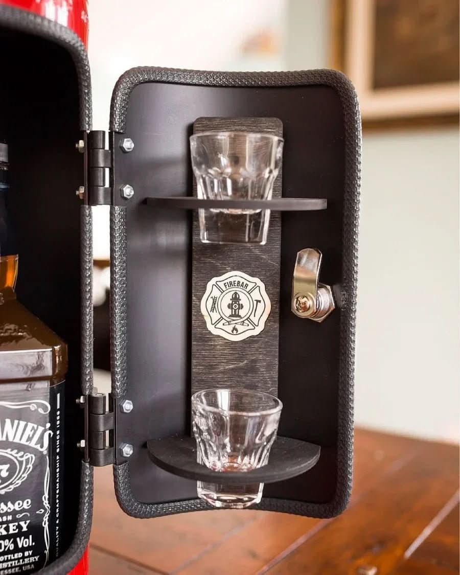BowLift | Hidden minibar in fire extinguisher design for stylish storage