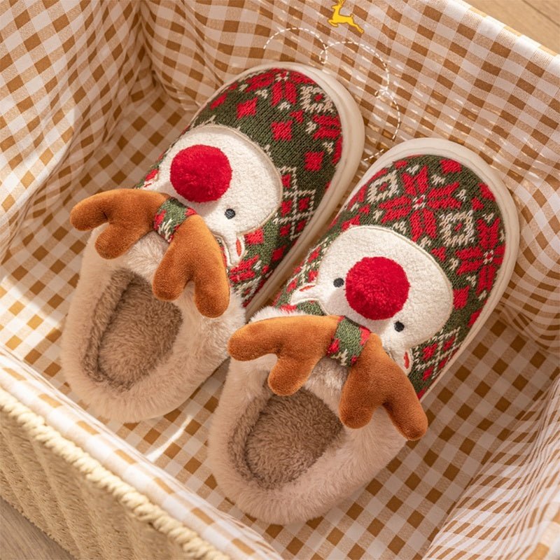 BowLift | Christmas house slippers with embroidered fabric and non-slip sole