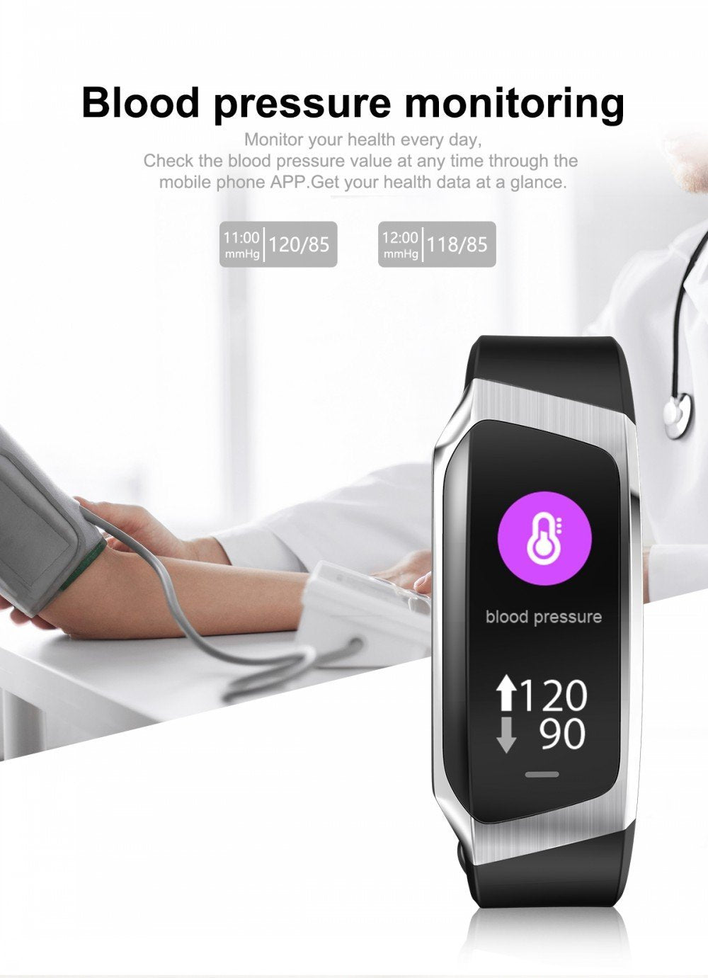 BowLift | Fitband Smart Watch Waterproof Blood Pressure Oxygen Heart Rate Monitor Sport Bracelet