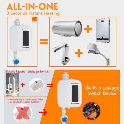 BowLift | Portable Water Heater | Tankless Hot Water Heater Electric 3500W | Temperature Control Knob