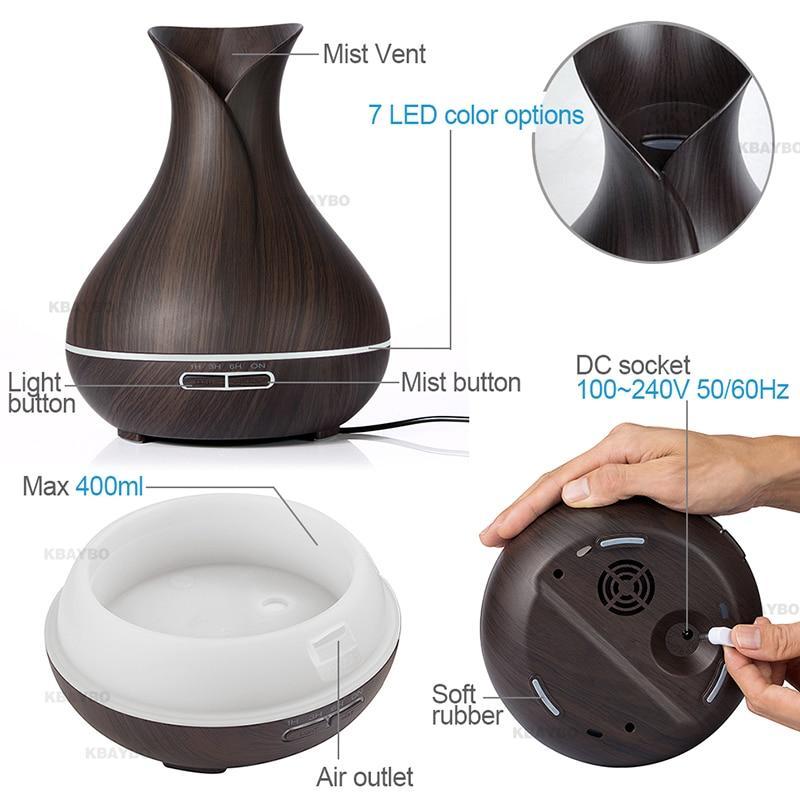 BowLift | 400mL Essential Oil Diffuser and Humidifier w/ Mood LED Lights
