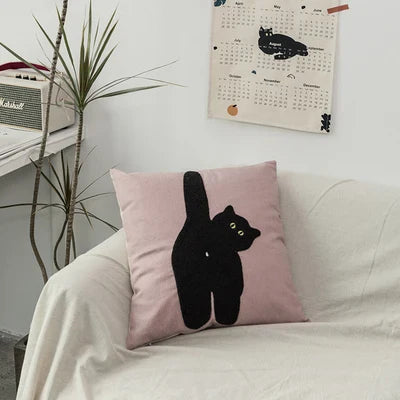Black Cat & Garden Tufted Pillow Case | Bowlift