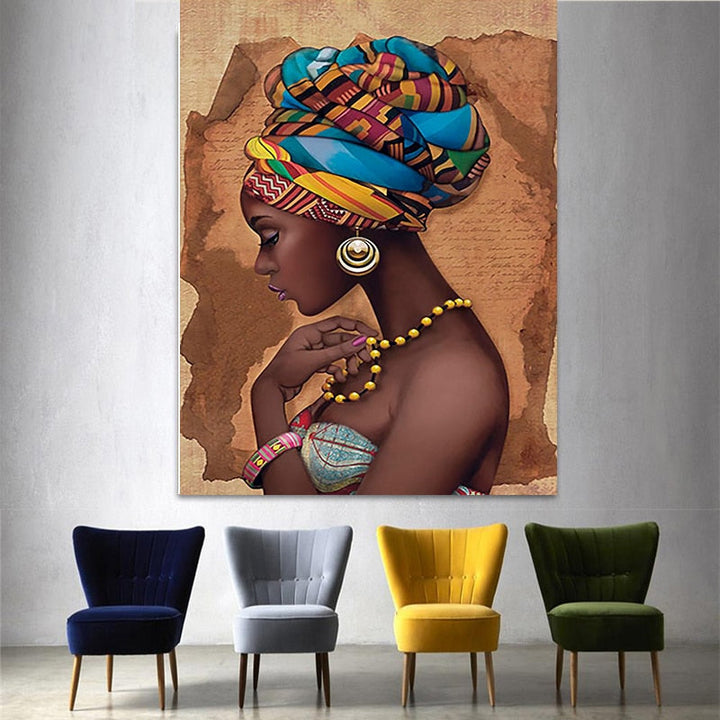 African Black Woman - Canvas Wall Art Painting | Bowlift