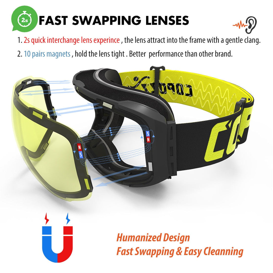 Magnetic UV Protection Anti-Fog Ski Goggles | Bowlift