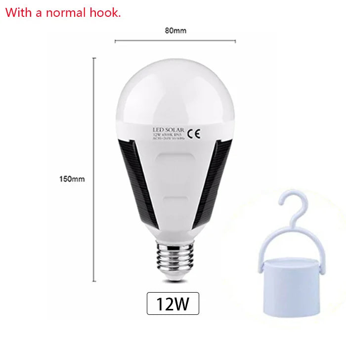 BowLift | Solonight Solar LED Bulb with E27 Socket | 7W/12W | Rechargeable & Waterproof | For Camping, Garden & Emergency Light