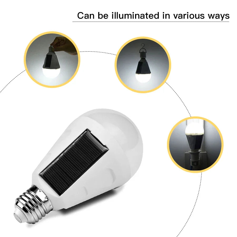 BowLift | Solonight Solar LED Bulb with E27 Socket | 7W/12W | Rechargeable & Waterproof | For Camping, Garden & Emergency Light