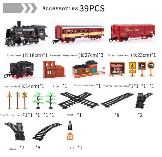 BowLift | Deluxe 39-Piece HO Scale Model Train Set with Real Smoke, Lights & Oval Track