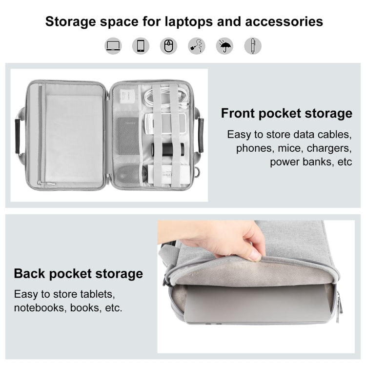 BowLift | HAWEEL 14.0 inch - 16.0 inch briefcase crossbody laptop bag for Macbook, Lenovo Thinkpad, ASUS, HP (Gray)