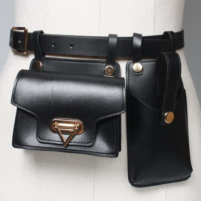 BowLift | Multiple Pockets Leather Adjustable Strap Compact Belt Bag