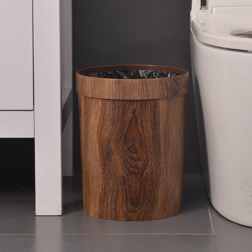 Elegant Retro Wooden Grain Trash Can | Bowlift
