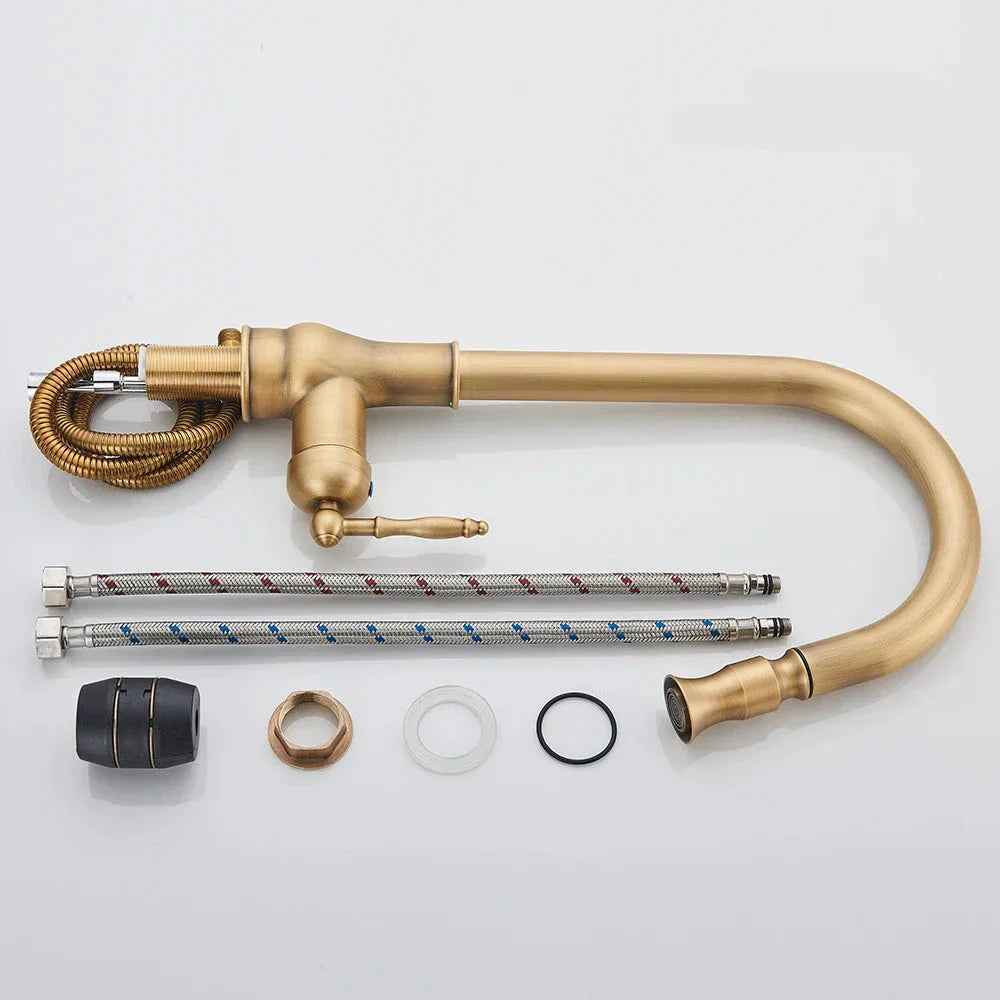 BowLift | VintageTap Faucet - Antique Brass Kitchen Mixer Faucet
