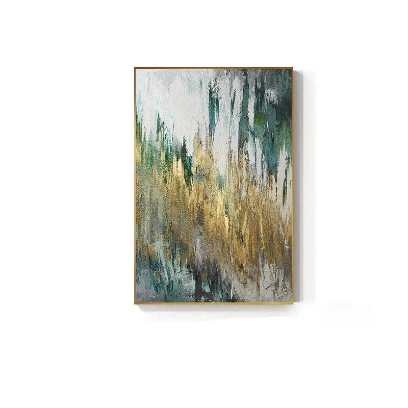Green Beige Golden Abstract Wall Art Fine Art Canvas Prints Pictures For Modern Apartment Living Room Dining Room Art Decor | Bowlift