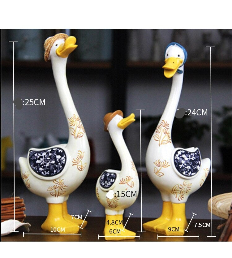 BowLift | 3Pcs Resin American Style Duck Table Decor