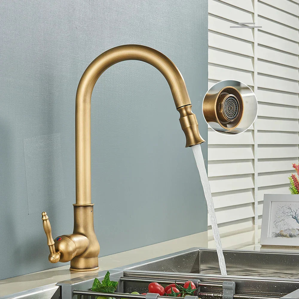 BowLift | VintageTap Faucet - Antique Brass Kitchen Mixer Faucet