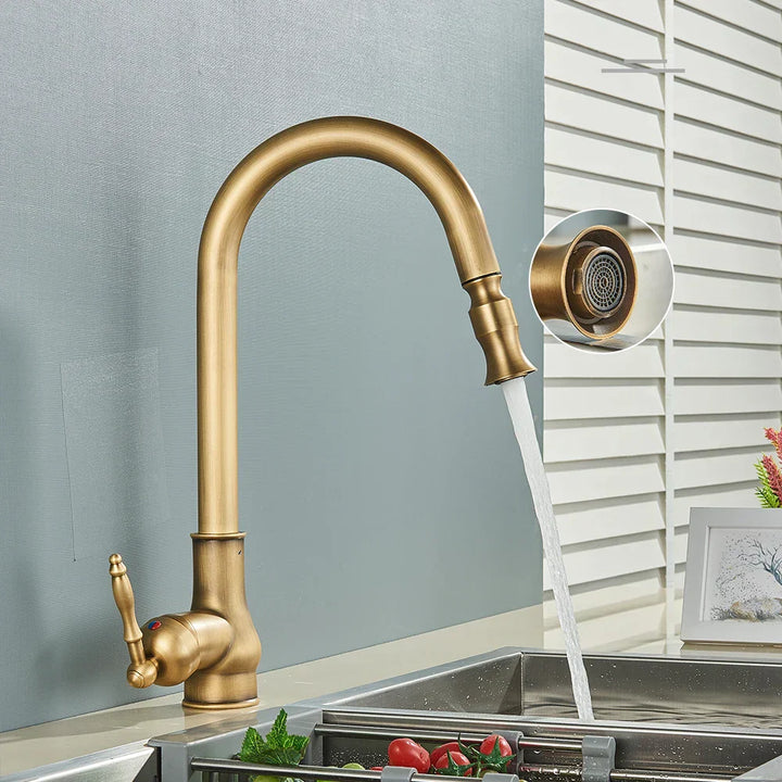 BowLift | VintageTap Faucet - Antique Brass Kitchen Mixer Faucet