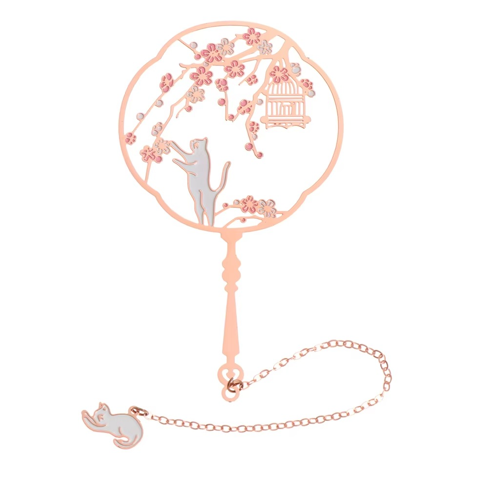 BowLift | Metal Tassel Calligraphy Bookmark – Chinese Style Fan Design for Books and Journals