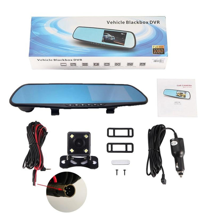 BowLift | Dual Lens DashCam Vehicle Front and Rear Car Camera HD 1080P Video Recorder