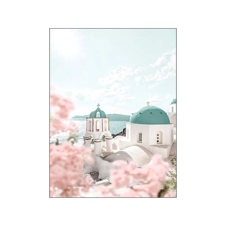 Greek Island Landscape Gallery Wall Art Fine Art Canvas Prints Pictures Of Santorini Posters For Living Room Bedroom Inspirational Art For Modern Living | Bowlift