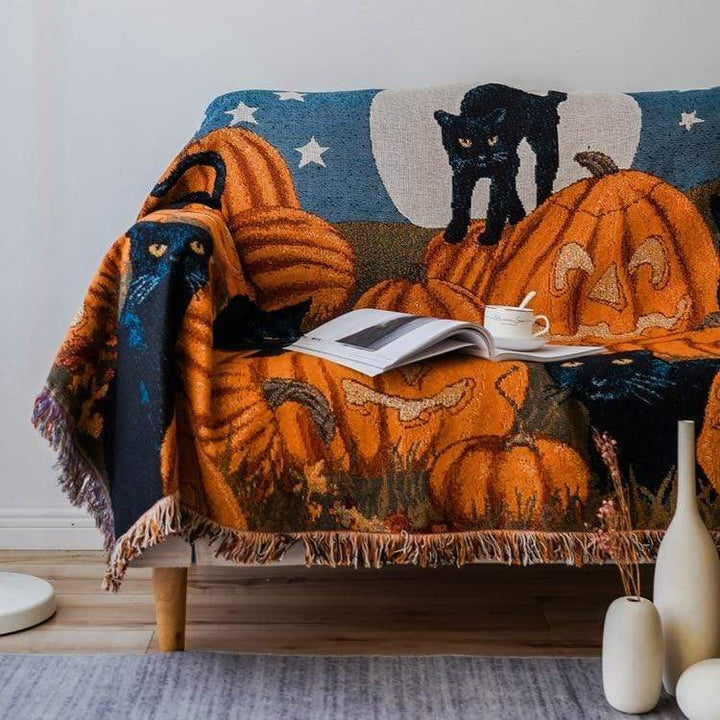 Halloween Cat Throw Blanket Bowlift