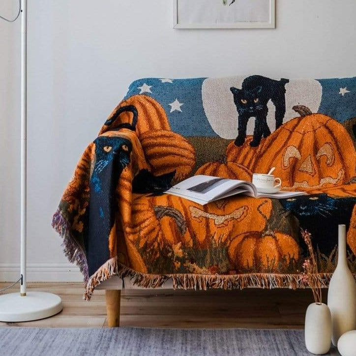 Halloween Cat Throw Blanket Bowlift