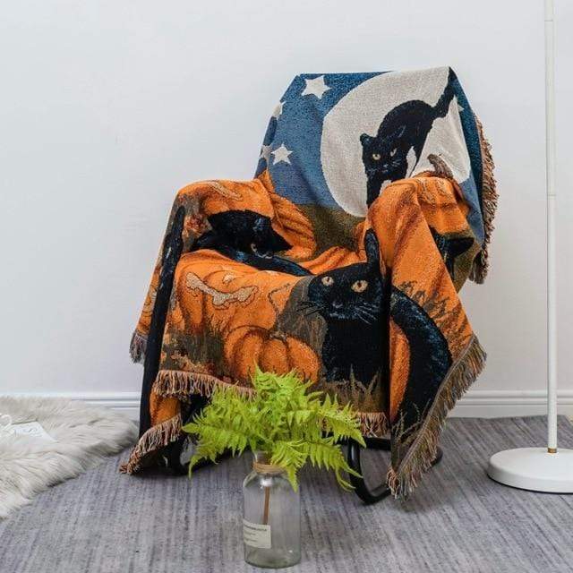 Halloween Cat Throw Blanket Bowlift