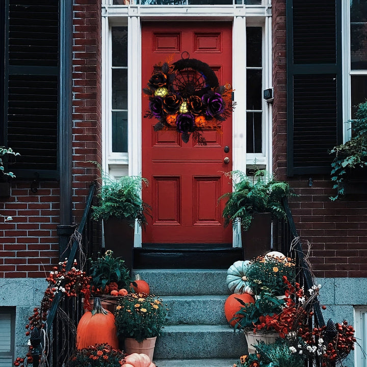 BowLift | Spiderweb Halloween Wreath – Decorative Indoor Wreath for Doors and Walls