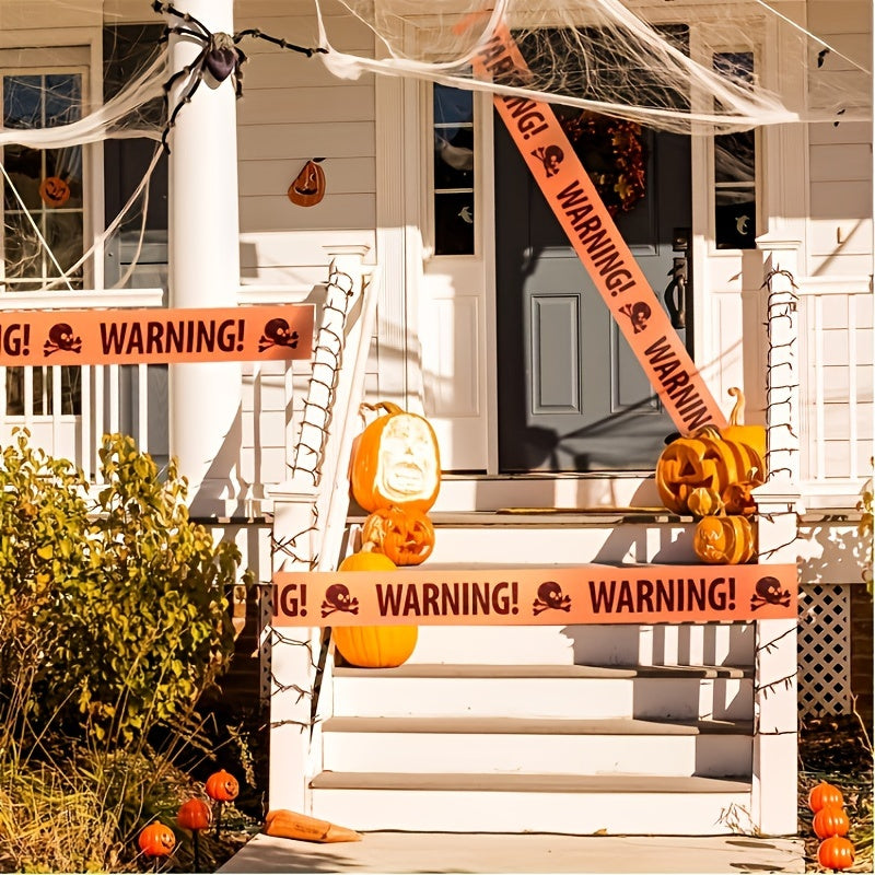 BowLift | Spooky Halloween Skull Banner – Plastic Warning Tape Decoration