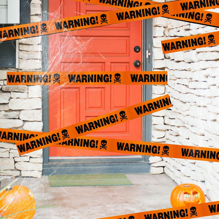 BowLift | Spooky Halloween Skull Banner – Plastic Warning Tape Decoration