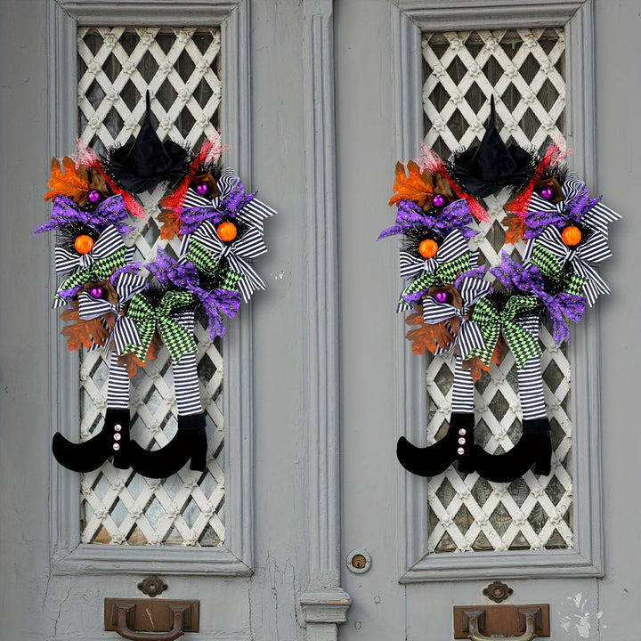 BowLift | Whimsical Witch Legs Wreath – Festive Halloween Front Door Decoration