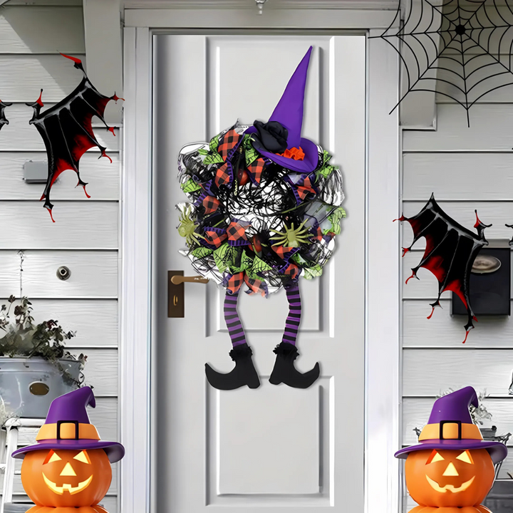 BowLift | Whimsical Witch Mesh Wreath – Halloween Front Door Decoration for Festive Fun