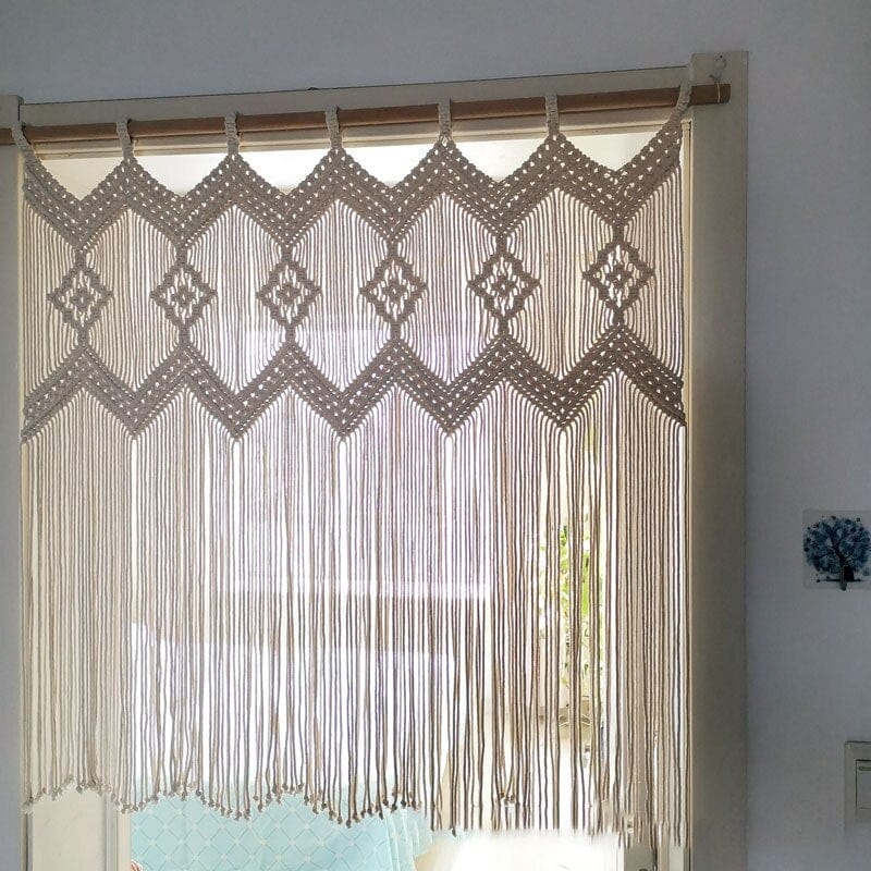 Handwoven Macrame Hanging Drapery Bowlift