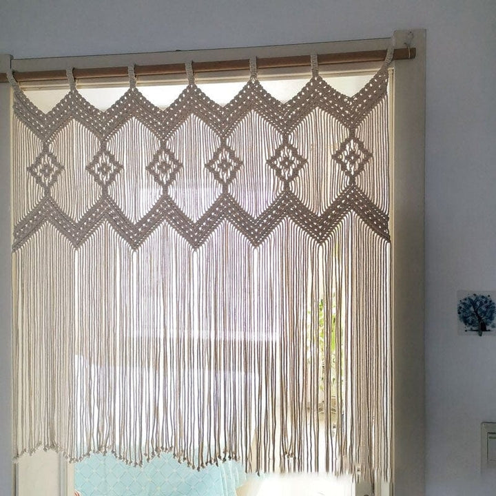 Handwoven Macrame Hanging Drapery Bowlift