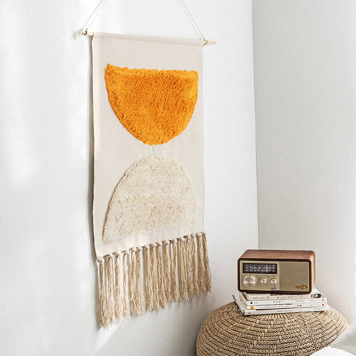 BowLift | Handwoven geometric pattern tassel wall hanging
