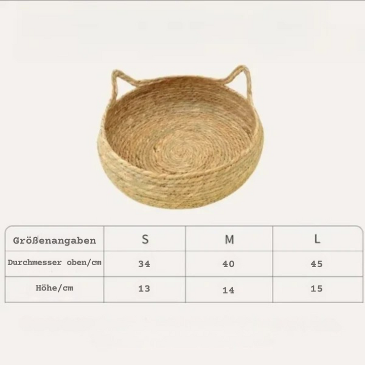 Rattan cat bed handwoven & washable Bowlift