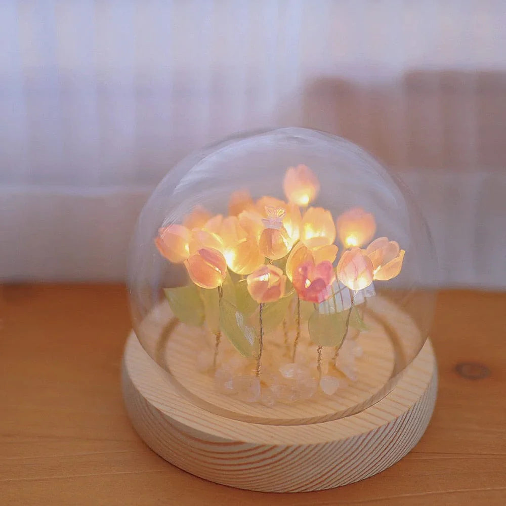 Handmade Tulip Nightstand Lamp Bowlift