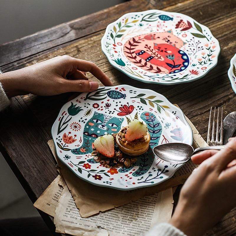 Hand-painted cat ceramic plate Bowlift