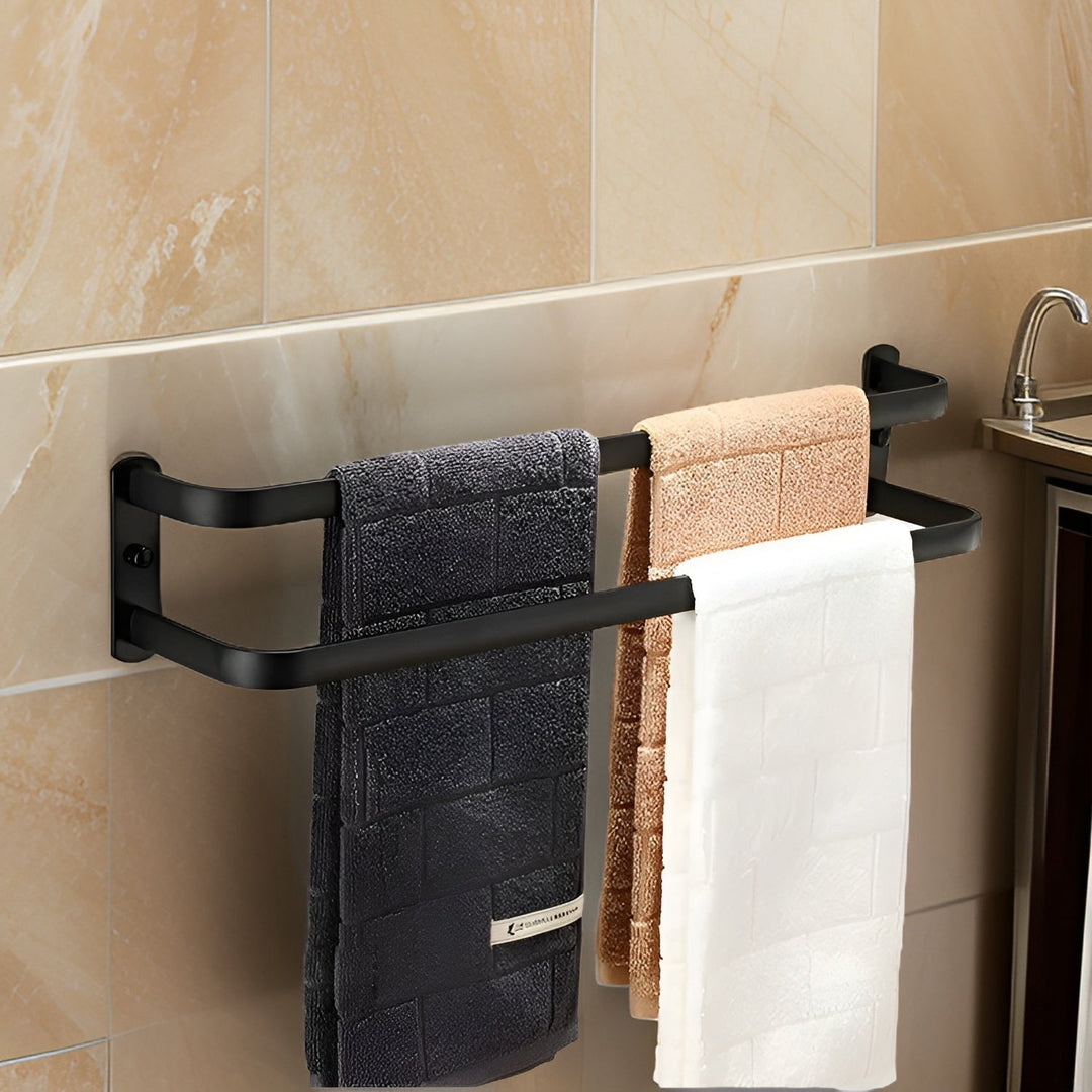 BowLift | HangEase 3-Layer Wall-Mounted Towel Holder – Aluminum Space-Saving Design