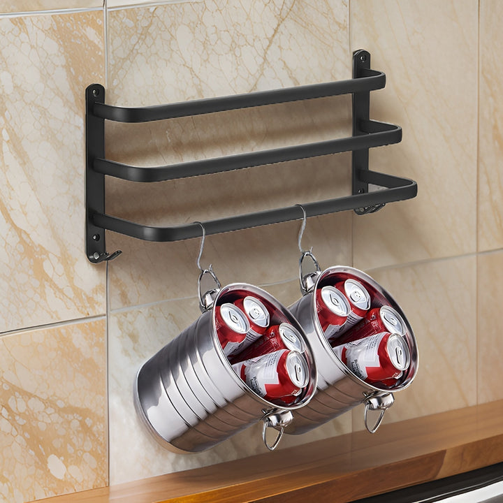 BowLift | HangEase 3-Layer Wall-Mounted Towel Holder – Aluminum Space-Saving Design