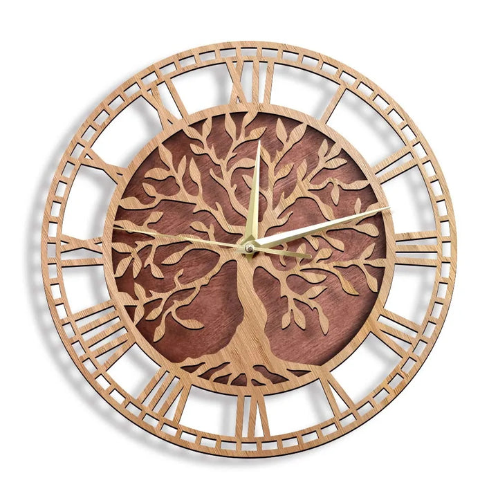BowLift | WoodArt | Rustic wall clock made of wood in vintage style