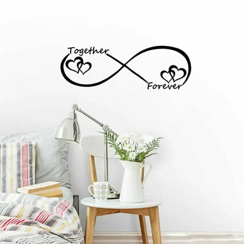 Together Forever Infinity Love Heart Wall Sticker For Bedroom Removable Peel and Stick Vinyl Wall Decal For Creative DIY Home Decor | Bowlift