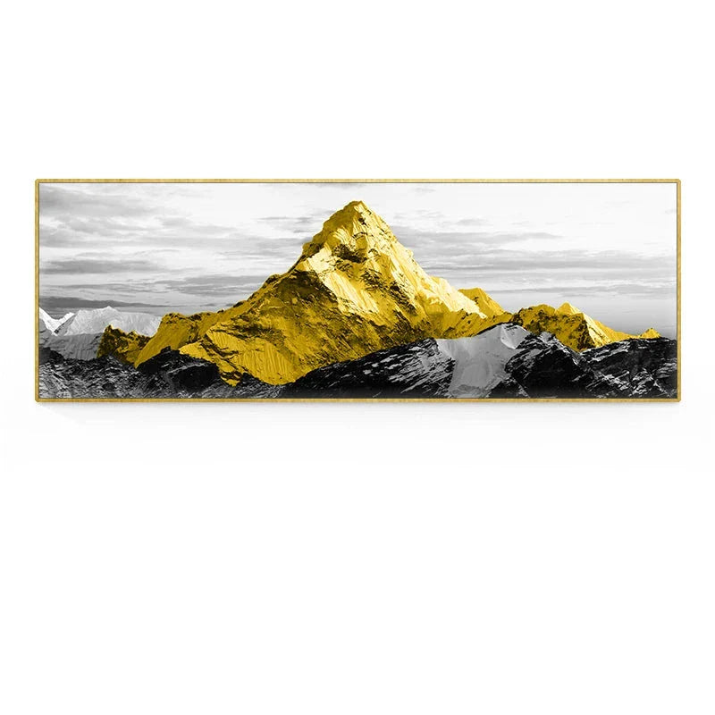 Golden Mountain Landscape Wide Format Wall Art Fine Art Canvas Prints Big Sizes Pictures For Above The Sofa Picture For Above The Bed | Bowlift