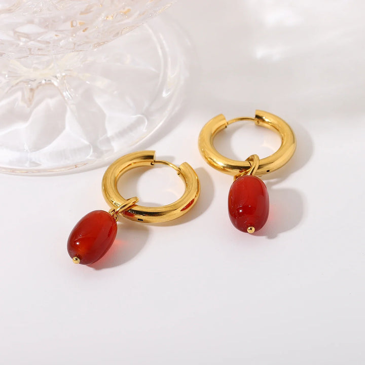 BowLift | Dainty Carnelian Huggie Hoop Earrings