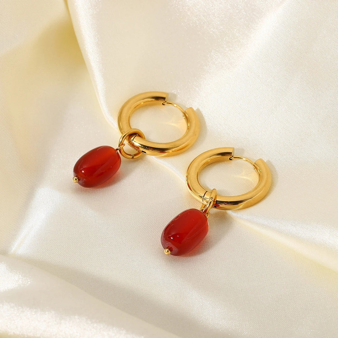 BowLift | Dainty Carnelian Huggie Hoop Earrings