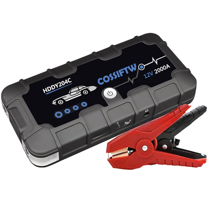 BowLift | 2000A UltraSafe 12V Car Jump Starter – Portable Battery Booster Pack with USB Charger & LED Flashlight – Up to 6.0L Petrol / 3.0L Diesel Engines