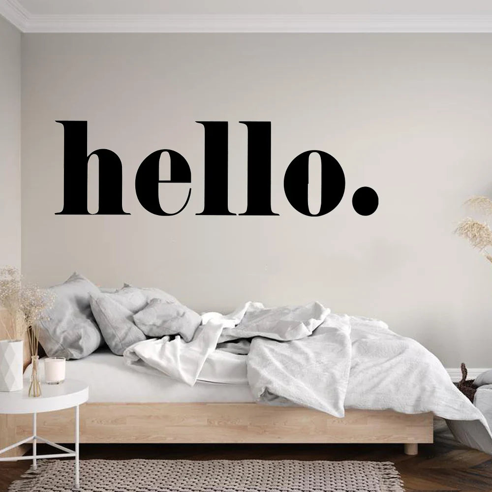 Big Hello Wall Sticker Modern Typography Welcome Signage Removable Peel and Stick PVC Vinyl Wall Decal For Foyer Entrance Hallway Creative DIY Wall Decor | Bowlift