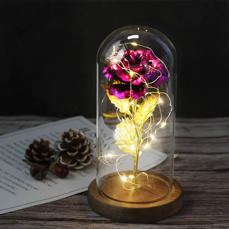 BowLift | Eternal Rose in Glass Dome | Handpicked, LED Lit & Ideal for Romantic Gifts and Home Decor