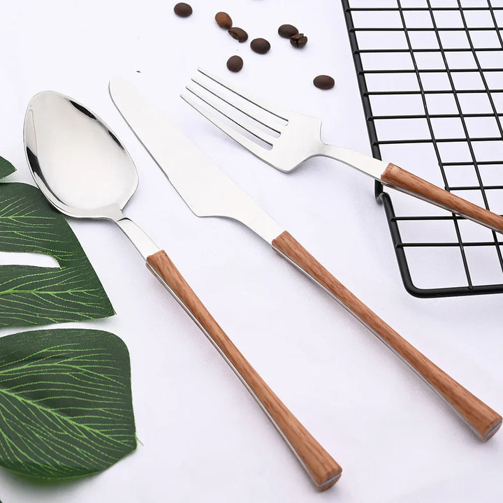BowLift | RusticDining | Stainless Steel Cutlery with Wooden Handles