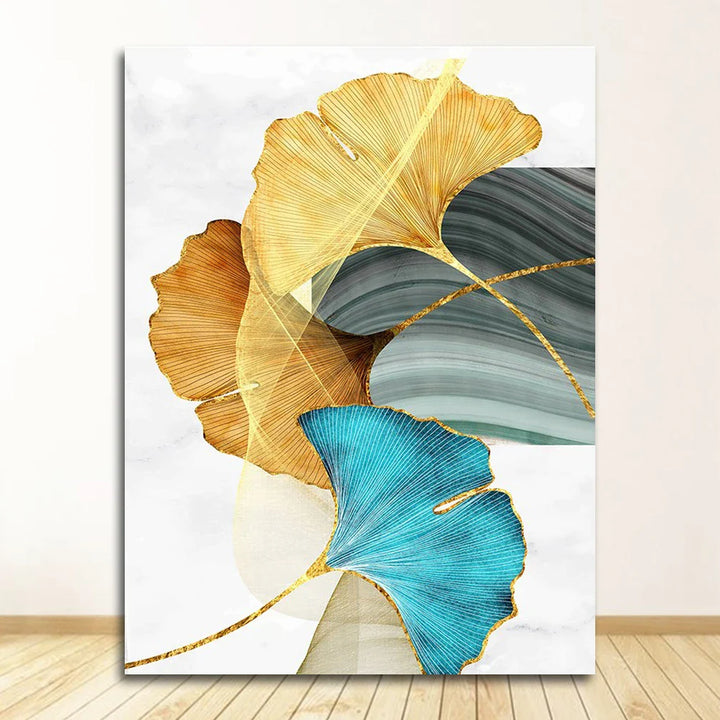 Abstract Exotic Botanical Wall Art Fine Art Canvas Prints Blue Green Yellow Floral Pictures For Living Room Bedroom Light Luxury Home Decor | Bowlift