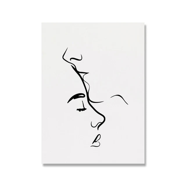 Romantic Lovers Minimalist Figure Art Line Art Wall Art Fine Art Canvas Prints Pictures For Bedroom Living Room Home Office Decor | Bowlift